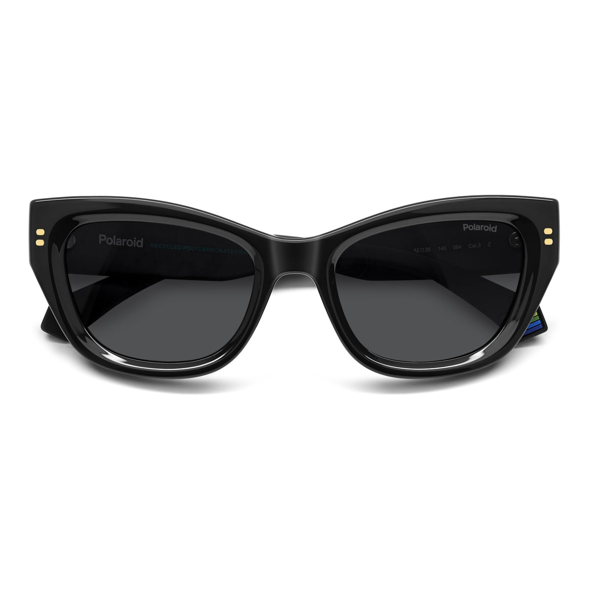 Polaroid Black and Silver Round Cat Eye Sunglasses 4146/S/X 807M9 NIC PLD 6237/S/X main image 4